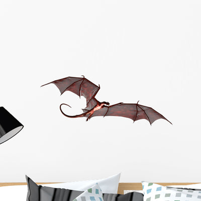 Black Red Dragon Wall Decal shown on a wall