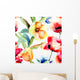 Seamless Wallpaper with Yellow Wall Decal