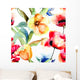 Seamless Wallpaper with Yellow Wall Decal