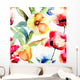 Seamless Wallpaper with Yellow Wall Decal