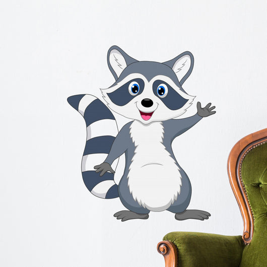 Cute Raccoon Waving Hand Wall Decal