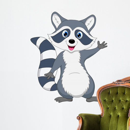 Cute Raccoon Waving Hand Wall Decal