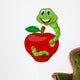 Worm with Red Apple Wall Decal