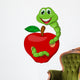 Worm with Red Apple Wall Decal