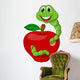 Worm with Red Apple Wall Decal