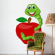 Worm with Red Apple Wall Decal