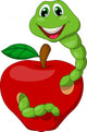 Worm with Red Apple Wall Decal