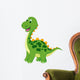 Cute Green Dinosaur Cartoon Wall Decal