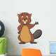 Cute Beaver Cartoon Waving Wall Decal