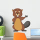 Cute Beaver Cartoon Waving Wall Decal