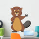 Cute Beaver Cartoon Waving Wall Decal