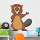 Cute Beaver Cartoon Waving Wall Decal