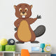 Cute Beaver Cartoon Waving Wall Decal