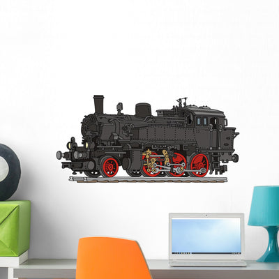 Steam Locomotive Wall Decal shown on a wall