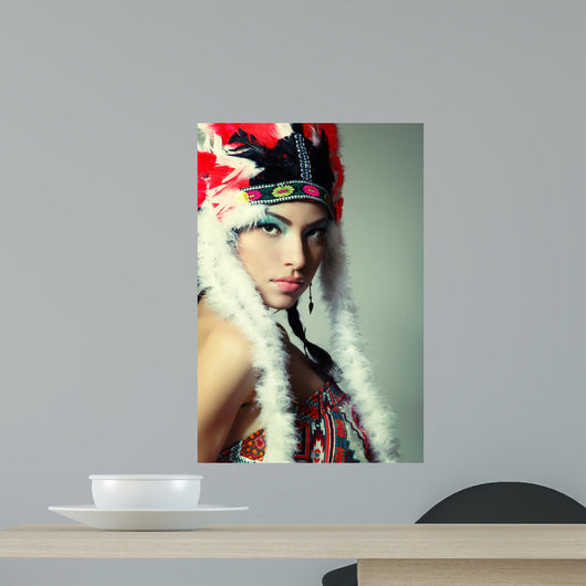 Beautiful Young Woman Native Wall Decal