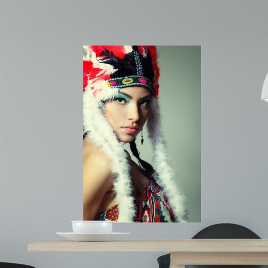 Beautiful Young Woman Native Wall Decal