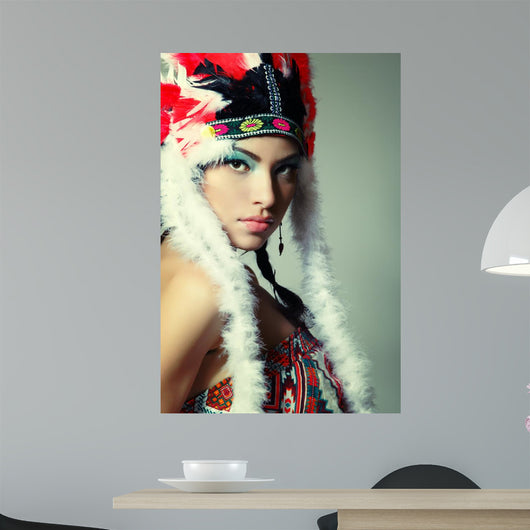 Beautiful Young Woman Native Wall Decal