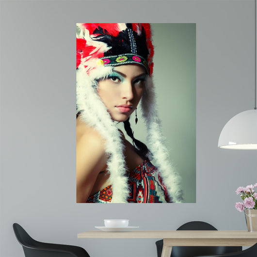 Beautiful Young Woman Native Wall Decal