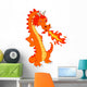 Cute Orange Fire Dragon Wall Decal