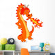 Cute Orange Fire Dragon Wall Decal