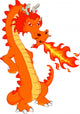Cute Orange Fire Dragon Wall Decal