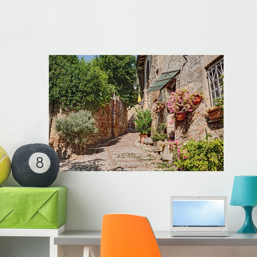 Alley with Flowers and Wall Decal