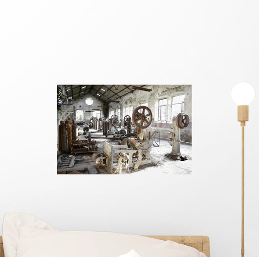 Old Abandoned Factory with Wall Decal