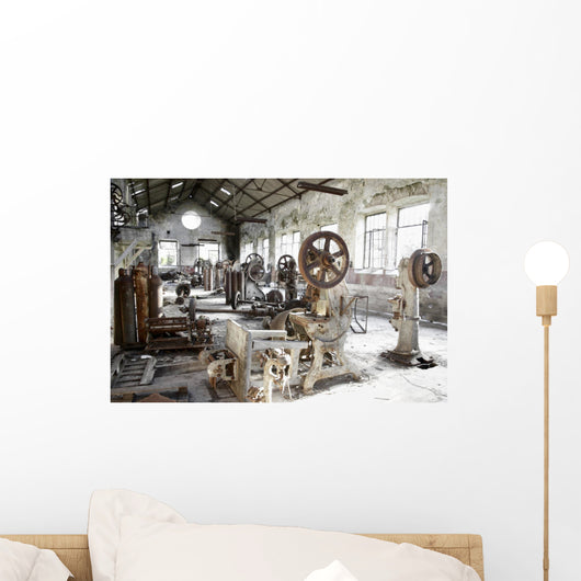 Old Abandoned Factory with Wall Decal
