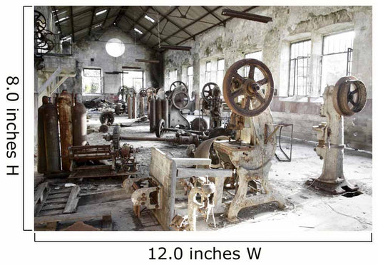 Old Abandoned Factory with Wall Decal