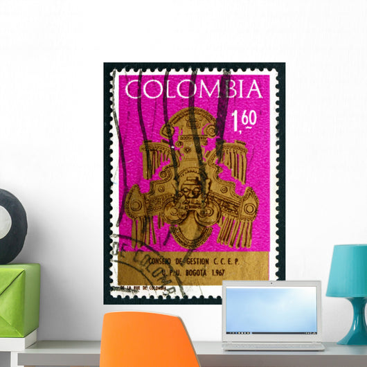 Postage Stamp Colombia 1967 Wall Decal