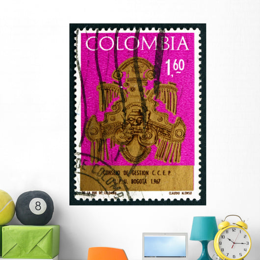 Postage Stamp Colombia 1967 Wall Decal