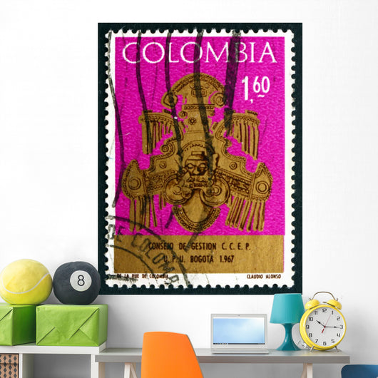 Postage Stamp Colombia 1967 Wall Decal