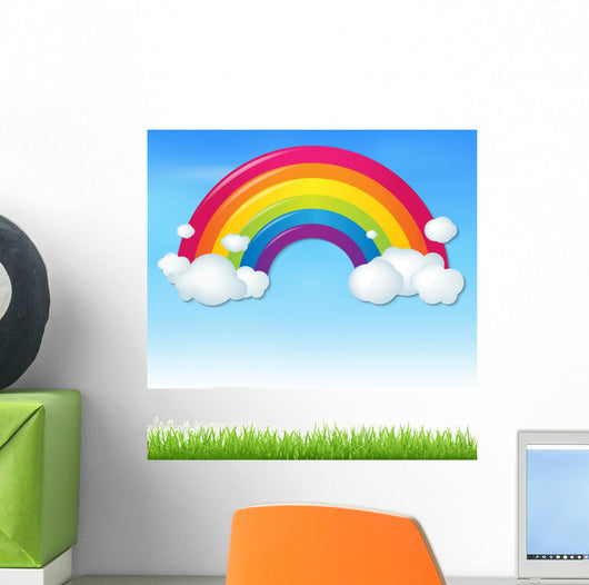 Color Rainbow with Clouds Wall Decal Design 2