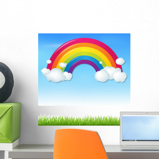 Color Rainbow with Clouds Wall Decal Design 2