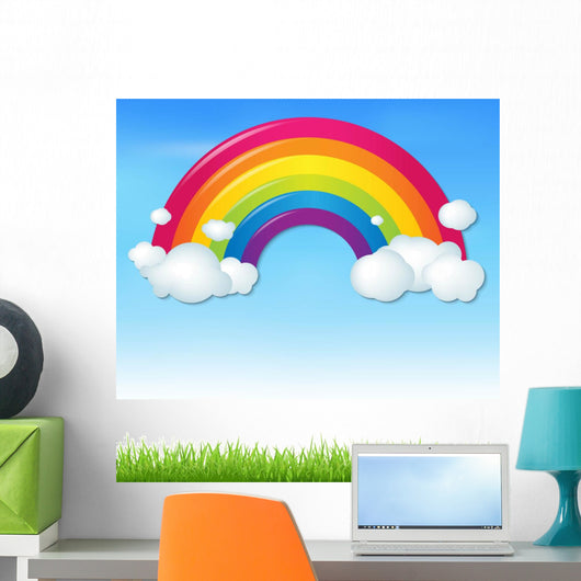 Color Rainbow with Clouds Wall Decal Design 2