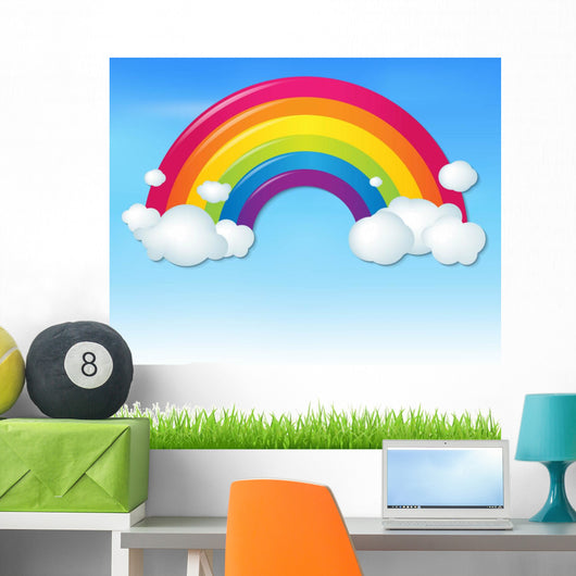 Color Rainbow with Clouds Wall Decal Design 2