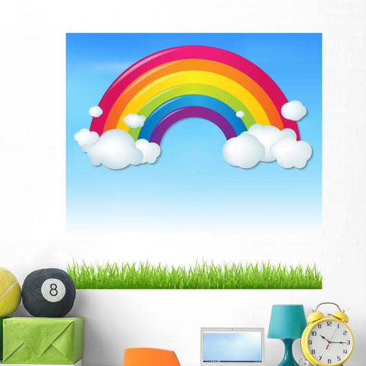 Color Rainbow with Clouds Wall Decal Design 2