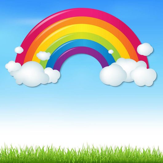 Color Rainbow with Clouds Wall Decal Design 2