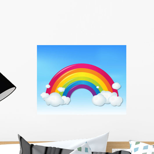 Color Rainbow with Clouds Wall Decal Design 1
