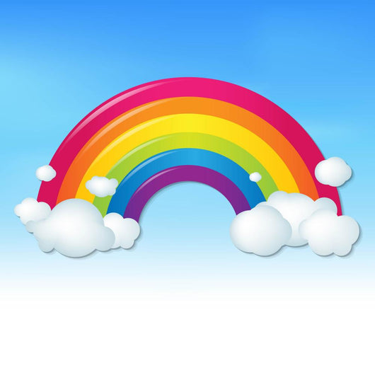 Color Rainbow with Clouds Wall Decal Design 1