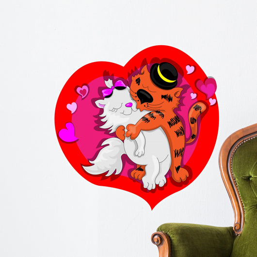 Two Cats Kissing Wall Decal