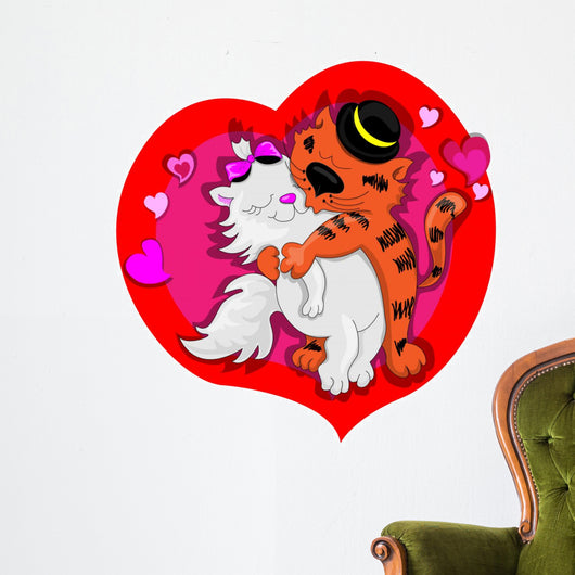 Two Cats Kissing Wall Decal