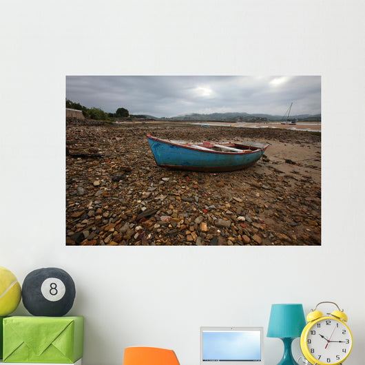 Blue Small Boat Wall Decal