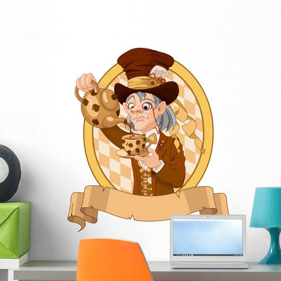 Mad Hatter Wall Decal shown on a wall