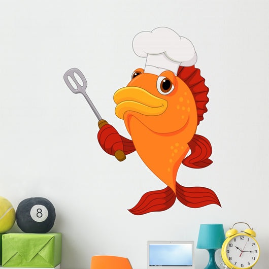 Cute Fish Chef Cartoon Wall Decal