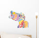 Happy Emotional Multicolored Zebra Wall Decal