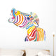 Happy Emotional Multicolored Zebra Wall Decal