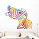 Happy Emotional Multicolored Zebra Wall Decal