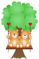 Couple Teddy Bears Swing Wall Decal