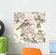 Vector Seamless Wallpaper with Wall Decal